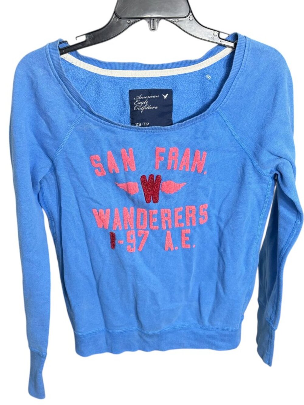 American Eagle Sweatshirt Logo Light Blue Size XS